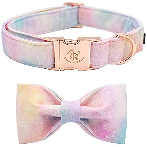 Elegant little tail Buntes Hundehalsband, bequemes Hundehalsband mit Schleife, verstellbare, weiche Fliege, Hundehalsbänder für kleine, mittelgroße und große Hunde