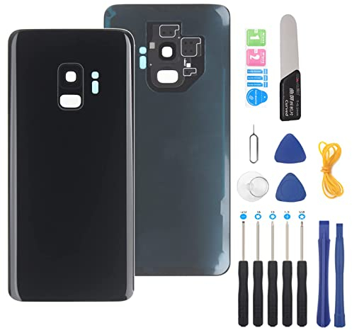 YHX-OU Akkudeckel für Samsung Galaxy S9 G960F (5,8 Zoll), Rückseite, Ersatz-Akkudeckel für Galaxy S9 + Installationswerkzeug (schwarz)