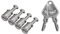 Dachträger Universal Schlösser Schloss Satz für Menabo Tiger Delta Avia Professional Schlüssel Set 6X Stahl 4 Schlössern und 2 Schlüsseln Silber