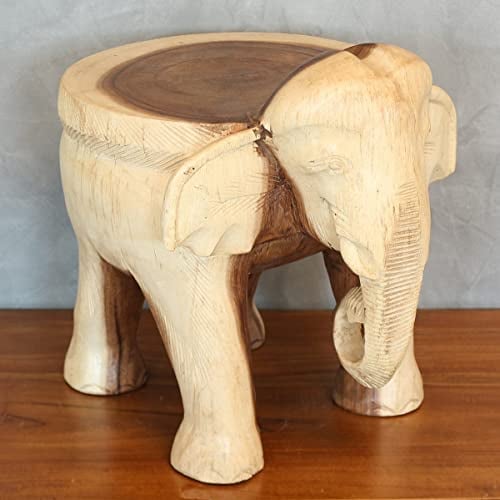 Oriental Galerie Hocker Rundhocker Holzhocker Elefanthocker Blumehocker Elefant ca. 30 cm hoch ca 33 x 28 cm Durchmesser Holz Limboholz Natur Mittel