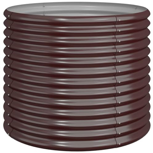 vidaXL Jardinière de Jardin Pot à Fleurs Boîte à Plantes Lit Surélevé Patio Terrasse Extérieur Acier Enduit de Poudre 80x80x68 cm Marron
