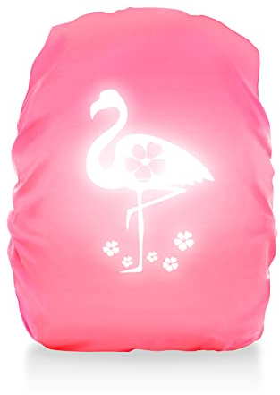 Regenschutz Schulranzen Einhorn Regenschutz für Rucksack Step By Step Regenhülle Wasserdichter Rucksack Überzug Reflektierend für Mädchen Kinder (1, Flamingo)