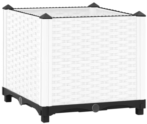 vidaXL Hochbeet, Hochbeet für Garten Balkon Terrasse, Gemüsebeet Pflanzkasten zum Selber Bauen, Blumenbeet Blumenkasten Rattan-Optik, Polypropylen