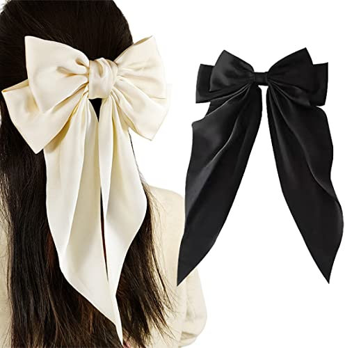 ARHZ Haarschleifen mädchen Große Haarschleifen Clip Haarspangen Damen FranzöSischer Stoff Haarklammern Schwarz Mit Schleifen Elegante Haarschmuck