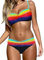 Ocean Plus Damen Gestreiftes Bikini-Set mit Brustpolster Bikinis Push Up mit Bügel Zweiteiliger Bademode (XL (EU 40-42), Regenbogenfarben)