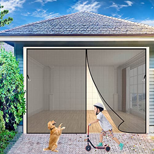 Magnet Fliegengitter Tür, 250x285 cm Insektenschutz Tür, Magnetvorhang Fliegenvorhang Moskitonetz für Balkontür, Kellertür und Terrassentür, Kinderleichte Klebemontage Ohne Bohren, Schwarz P