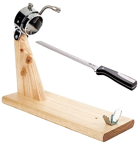 Jamonero con cabezal giratorio en acero + cuchillo jamonero 28cm acero inox.