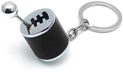 JNNJ Zink-Legierung Autos Shifter Getriebe Modell Schlüsselanhänger, 6-Gang-Schalthebel Schlüsselanhänger Gadgets, Kreatives Zubehör für Autoschlüssel(Schwarz)