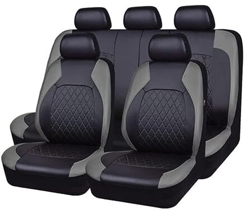 ESUKAR Auto Sitzbezüge Sets für Ford Fiesta’09 MK7 2011 2012 2013 2014 2015 2016 2017, 9 Stück Allwetter rutschfest Wasserdicht Atmungsaktiv Schonbezug Set Sitzkissenschutz,Grey_A