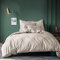 MATT & ROSE Parure de lit 2 Personnes Unie Coton LAVÉ | 100% Coton Lavé | Oeko-TEX | Housse de Couette 240x220 cm + 2 Taies d'oreiller à Franges 65x65 cm | Lin