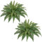 Hollyone Lot de 2 fougères artificielles de 60 cm pour extérieur, grand bouquet de fougères de Boston pour intérieur, décoration d'intérieur, rebord de fenêtre, décorations de jardin, arrangements de