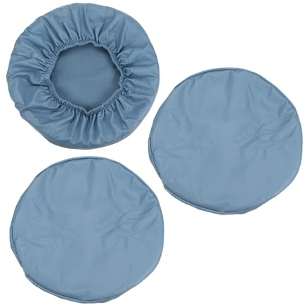 PATIKIL Hocker Bezüge Rund 3 Pack PU Leder Elastische Barhocker Abdeckung Wasserdicht Hocker Kissen für Durchmesser 12-14 Stuhl Blau-Grau