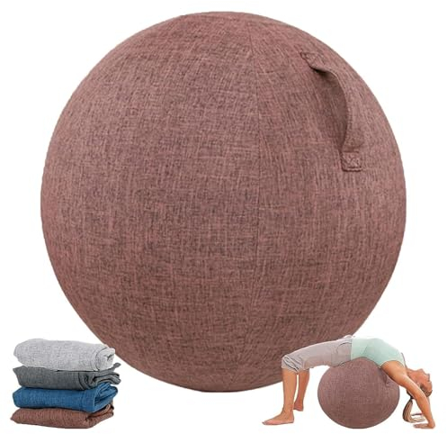 Homnova Sitzball Abdeckung, 55 cm / 65 cm / 75 cm Baumwolle + Leinen Schutz Yoga Ball Abdeckung Faltbar Sitzbälle Stoff Bezug Für Fitnessball Pilates Yogaball,Braun,65cm