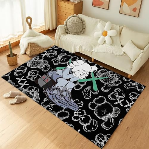 Hypebeast Teppich, 3D-Digitaldruck, moderne abstrakte Kunst, Pop-Teppich, cooler Hypebeast-Raumdekor, Teppich für Wohnzimmer, Schlafzimmer, Spielzimmer, rutschfeste Bodenmatte, 91 x 100 cm