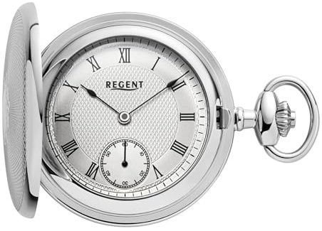 REGENT Herren Taschenuhr Savonnette Edelstahl 48 MM Dezentrale Sekunde Mechanischer Handaufzug in verschiedenen Varianten