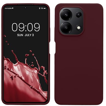 kwmobile Hülle kompatibel mit Xiaomi Redmi Note 13 4G Hülle - Silikon Handy Case - Handyhülle weiche Oberfläche - kabelloses Laden - Bordeaux Violett
