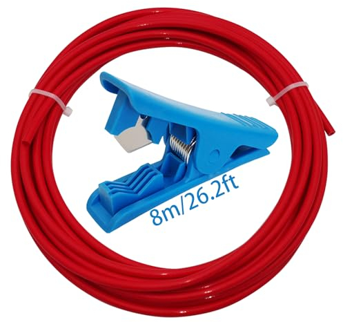 Zufuhrrohr, CESFONJER Roter PTFE-Teflonschlauch (8 m, 2 mm Innendurchmesser x 4 mm Außendurchmesser) + blauer PTFE-Schlauchschneider für Creality Ender 3/Pro Ender 5 CR-10/10S 1,75 Filament 3D-Drucker