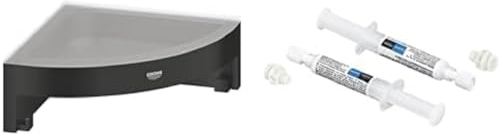 Grohe Start Cube - Eckduschkorb- Set (Material: Metall/Kunststoff, inkl. QuickGlue A2: Klebeset für zwei Klebepunkte, verdeckte Befestigung), matt schwarz, 411062430