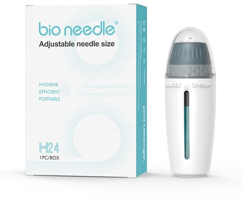 Hydra Needle 24 Derma Stamp, Verstellbare Mikronadel-Pinlänge 0~1.5mm, 24 Pins Serum-Applikator Derma Pen für Anti-Aging, Stimulierung des Haar- und Bartwachstums, Aufhellung des Hauttons
