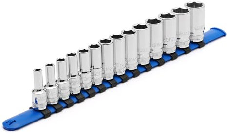 CASOMAN 14PCS 3/8 Drive 6 Pt. Mid-Length Socket Set, Metric, 6, 7, 8, 9, 10, 11, 12, 13, 14, 15, 16, 17, 18, 19 mm, Mirror Chrome Finish