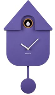 Karlsson Helle Moderne Kuckuck-Wanduhr mit schwingendem Pendel und twitterndem Vogelgesang (helles Lila)