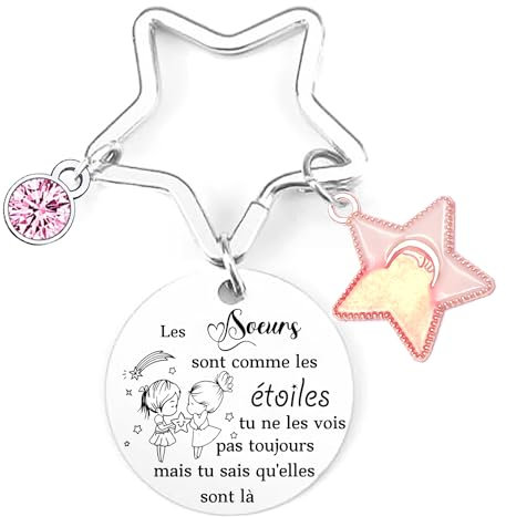 MNBVBV Cadeau Soeur Noel Porte Clef Soeur de Coeur Porte clef Amour Soeur Ma Soeur de Coeur pour toujours pour Sœur Originale Porte-clés Cadeau Soeur Anniversaire (1) (3)