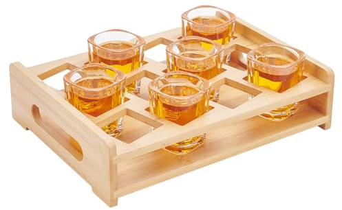 PH PandaHall Porta Bicchieri Da Vino Vetrina per Bicchieri Da Liquore Porta Bicchieri Da Liquore In Bambù Vassoio Da Portata per Bicchieri Da Liquore con 1.87 foro Quadrato per 12 tazze, Bar