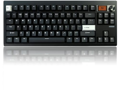 Cmokifuly GMK87 TKL Mechanical Keyboard,Tri-Mode Linear Switches PBT Keycaps 85 Keys+Rotary Knob+TFT-LCD Screen Hotswap Gasket Mounted,VIA Programmable RGB Gaming Keyboard (Black, Brown Switch)