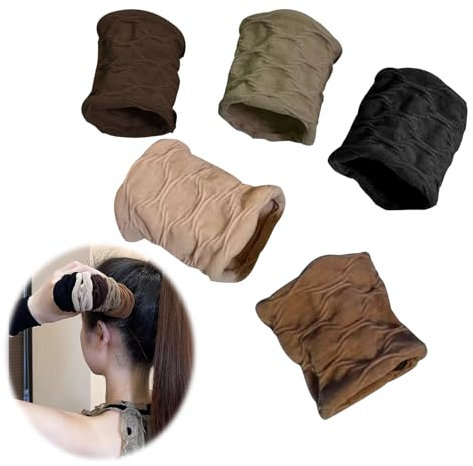 Haargummi Scrunchie Set Damen & Herren – 5 Stück Rutschfeste Haarbänder aus Baumwolle & Stretch, Perfekt für Dickes, Lockiges oder Glattes Haar, Pferdeschwanz, Dutt & Styling (Neutrale Farben)