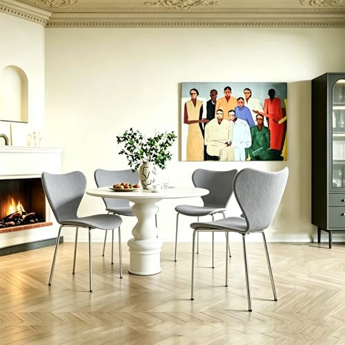 Chleby Juego de 4 Sillas de Comedor Silla de Polipropileno Sillas de Plástico Sillas de Comedor Sillas de Salón Silla de Cocina sillas apilables para Comedor, Salón, Cocina, Jardín Gris