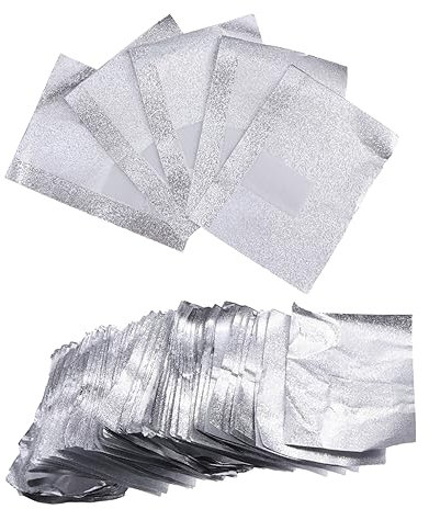 Healeved 500piezas Unidades Láminas De Aluminio Con Almohadillas De Algodón Antipelusa Para Remover Esmalte De Gel Uñas Envoltorios Para Manicura Casa y Salón