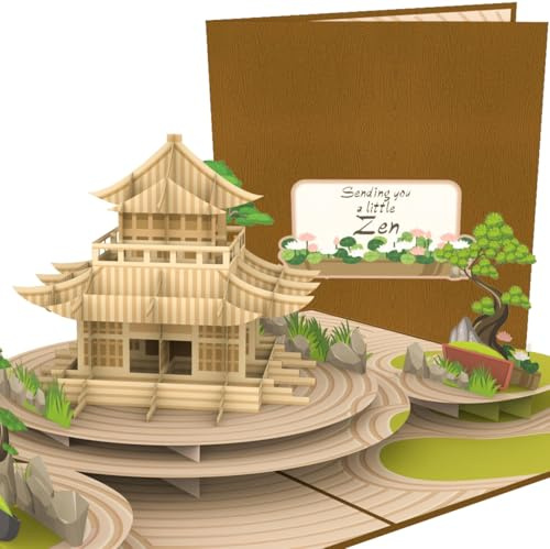 PopLife Japanische Zen-Garten-3D-Pop-Up-Karte – Sending you a little ZEN Dankeskarte, Genesung, Muttertag, Valentinstag, Trauer, Überraschung für einen Gärtner – für Mutter, Vater, Schwester, Oma
