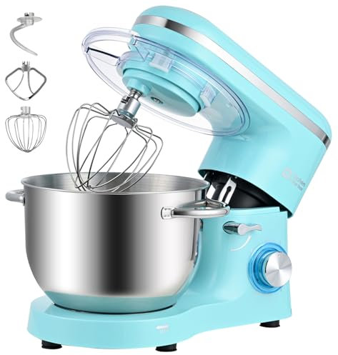 Kitchen in the box Batidora Amasadora, 6,2 L Amasadora de Pan de 1400 W, Robot de Cocina Con Batidor, Gancho Amasador, Batidora Mezcladora (Azul)