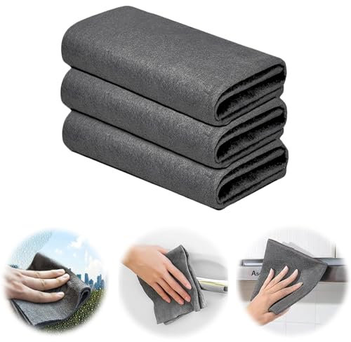 flintronic Paño de Limpieza Mágico, 3PCS Bayetas Microfibra para Cristales sin Pelusa, 20 * 25CM, Bayetas de Limpieza de Microfibra sin Rayas Reutilizables para Limpiar Cristales para Ventana, Coche