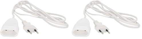 UNITEC Euro-Verlängerung mit Stecker und Kupplung, 2 Meter, weiß (Packung mit 2)