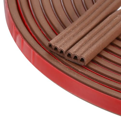 sourcing map Bande d'étanchéité de porte en silicone en forme de D, bande d'étanchéité insonorisante, pour cadre de porte, fenêtre, 0,9 x 0,40,6 cm, marron