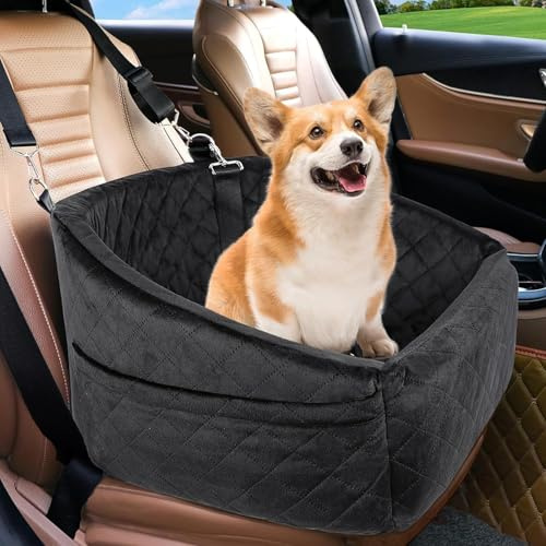 Dog Car Seat for Small Dogs, Raised Detachable Design | High Density Sponge Filling, Detachable, Raised Support, Vehicle Use, Small Pet Compatibility, Puppy Booster