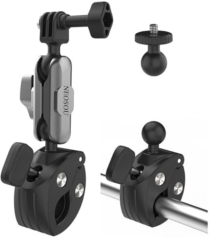 NEOSOU Metal Bike Mount Clamp Motorcycle Handlebar Tube Roll Bar Holder Accessories for GoPro 13 12 11 10 9 8 Insta360 X4 X3 Ace Pro 2 DJI Action 5 Pro Action 4 3 DJI Pocket 3 Camera