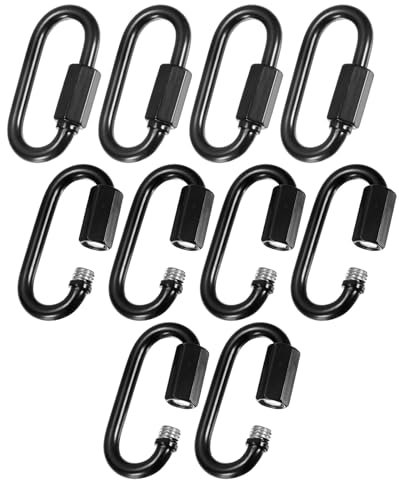 M METERXITY 10-Pack Chain Quick Links, M5 Electroplated Iron 1.92 Inch Heavy Chain Connector Link for Traveling Equipment/Hiking/Hammock Hanging, 33Lbs Weight Capacity Screw Locking Clips