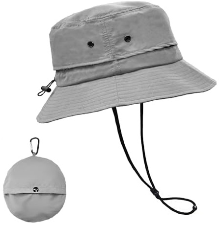 lifwimner Sonnenhut Damen Herren, Bucket Fischerhut Sommerhut mit Kinnriemen Mesh Wasserdicht Anglerhut Boonie Hat Schnell Trocknende Packable für Outdoor Sommer Camping