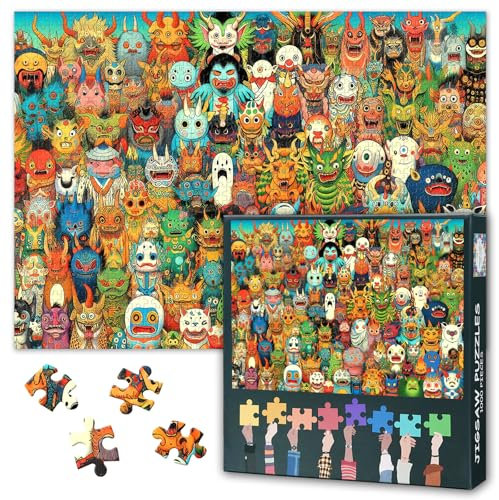 1000-Piece Japanese Monster Jigsaw Puzzle - Yokai, Folklore Creatures, and Mythical Beings in Manga-Style Comic Art - Detailed Puzzle for Adults, Anime Fans, and Collectors 50x70cm