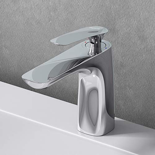 Mai & Mai Armatur Wasserhahn Bad Silber Chrom WAM-7201 | Waschbeckenarmatur 16.5cm hoch | Badinstallationen Einhebelmischer in modernem Design