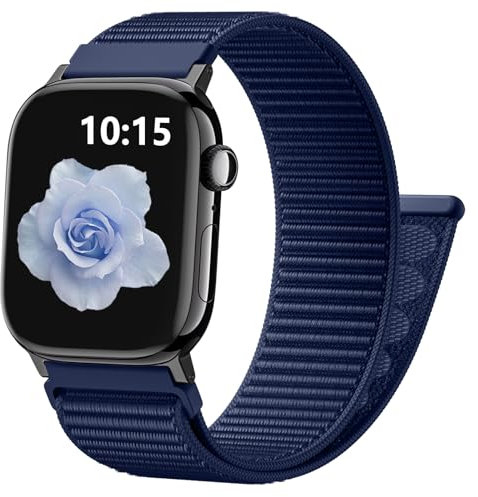 CeMiKa Nylon Loop Strap Compatible with Apple Watch Strap 40mm 42mm 41mm 38mm Men Women - Nylon Sport Soft Breathable Band for iWatch SE Series 11 10 9 8 7 6 5 4 3 SE3, Blue