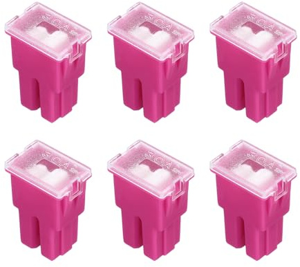 sourcing map 6pcs Cartridge Fuse, 32VDC 30A Female Terminal Automotive Assortment J Case Fuse for Car, Truck, RV, Boats, Rose Red