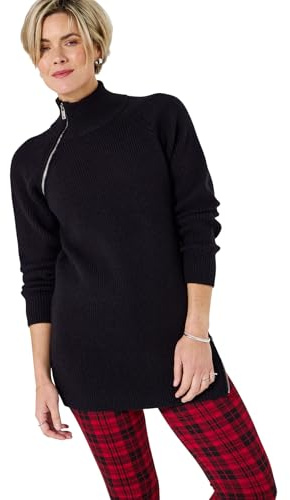 Joe Browns Women's Black Longline Zip Detail Jumper, Regular, Black