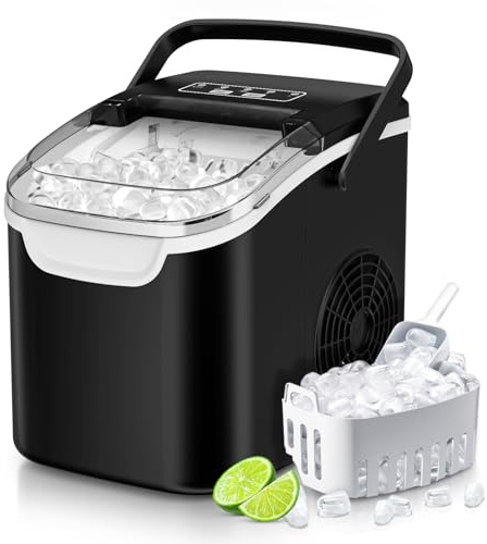 WELLENT Eiswürfelmaschine Tischgerät – 12kg/24h & 8 Würfel in 6 Min. – 2 Eissorten (Bullet Ice), Selbstreinigend & Leise – Kompakte Eismaschine für Küche, Büro & Bar