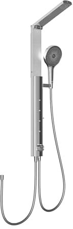 HOROW Set doccia senza rubinetto, sistema doccia in acciaio inox cromato, set doccia a pioggia, soffione pieghevole, set doccia con 4 modalità, doccetta + massaggio al collo, massaggio alla schiena