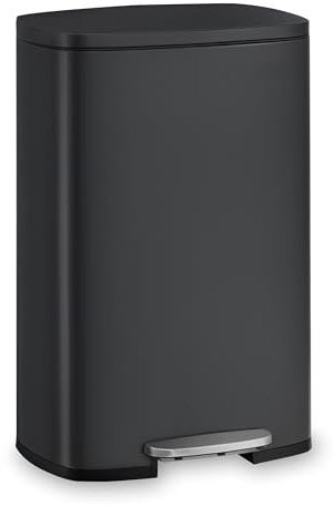 Bayt Cubo de Basura Cocina con Pedal 30 L, Papelera de Cocina con Cubo Interior Extraíble, Tapa Antiolores, Diseño Moderno para Casa y Oficina, Negro