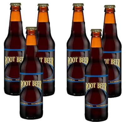 Root Beer Claccic American Soda Glass Bottle 330ml - Smooth taste with a kick, Refreshining Soft Drinks - sc (6 x Bottles)
