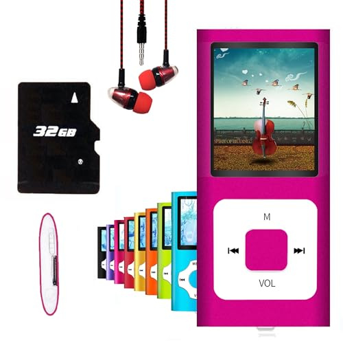 Hotechs MP3-Player/MP4-Player, MP3-Player mit 32 GB Speicherkarte, schlankes Design, digitales LCD-Display, 4,6 cm (1,8 Zoll) Display, FM-Radio
